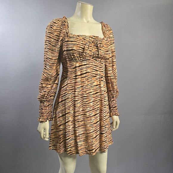 Faithfull Size 4 Stylish Tan Tiger Print Dress Nwt R9 - Picture 1 of 5